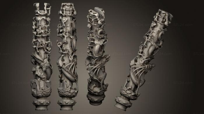 Статуэтки и статуи разные (Колонна Дракона 03, STKR_0540) 3D модель для ЧПУ станка